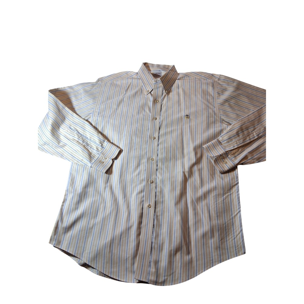 Brooks Brothers Mens L Regular Fit Non-Iron Supima Cotton Striped Dress Shirt